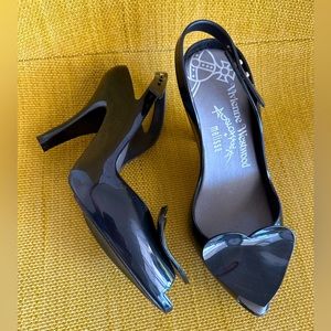 Melissa l Vivienne Westwood Anglomania Novelty Jelly Heart Peep Toe Pinup Heels